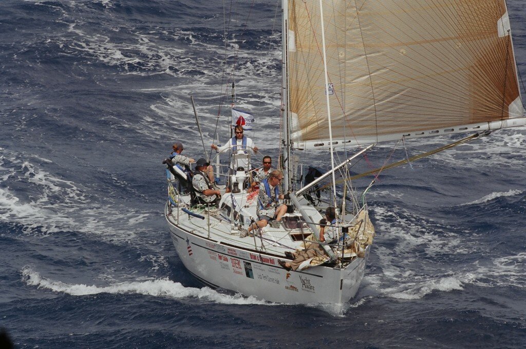 Team Challenged America and BQuest finishing the 2003 Transpac